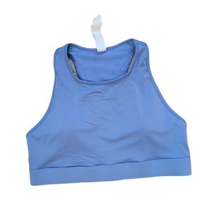 Fabletics Sky Blue High-Neck Sports Bra